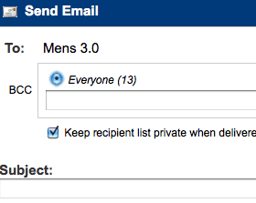 Easily Email the Tennis Tournament Players for a playing level or all Tournament Players